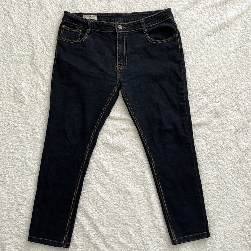 Mens Burberry London Black Wash Denim Jeans Size 36 Waist 25 Length Like New